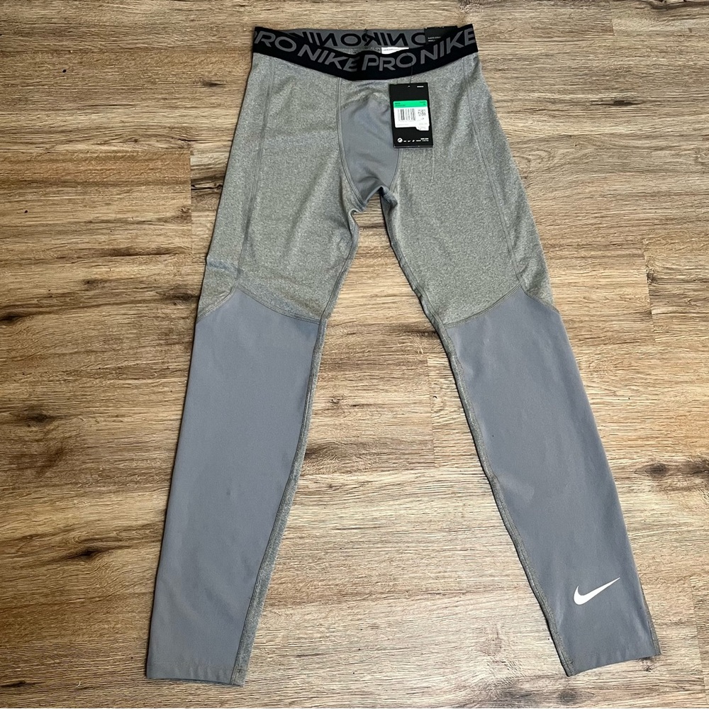 Nike Youth Boys XL Carbon Heather/ White Pro Tight Dri Fit